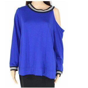 INC BRIGHT BLUE COLD SHOULDER SWEATER PULLOVER XL